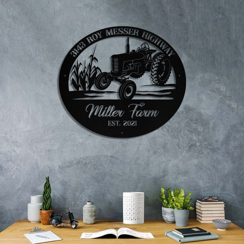 Metal Farm Sign Tractor Cornfield Monogram, Custom Outdoor Farmhouse, Metal Laser Cut Metal Signs Custom Gift Ideas