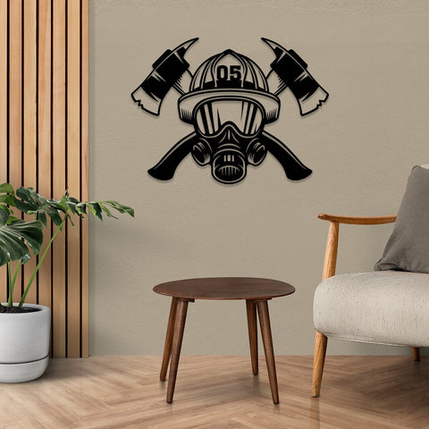 Personalized Number Fireman Mask Firefighter Wall Hanging, Home Decor, Metal Laser Cut Metal Signs Custom Gift Ideas