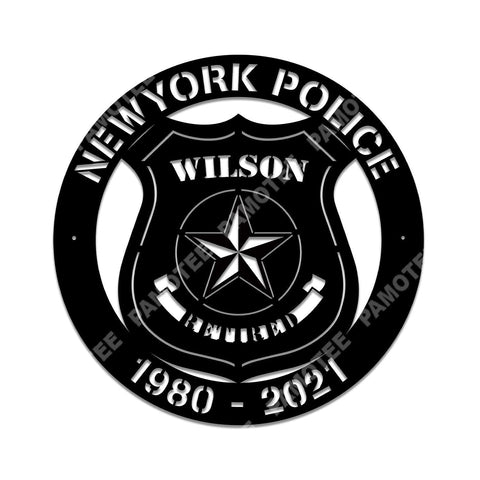 Custom Newyork Police Sheriff Metal Wall Decor, Father's Day Gift, Metal Laser Cut Metal Signs Custom Gift Ideas
