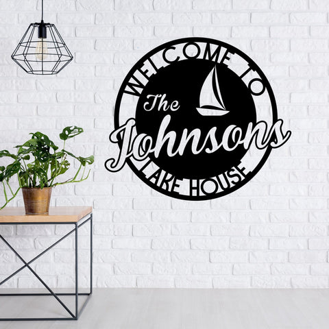 Personalized Family Lake House With Established Date Metal Sign, Metal Sign, Metal Letter Sign, , Family Name Sign, Circle Sign, Last Name Sig, Laser Cut Metal Signs Custom Gift Ideas