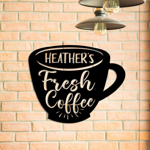 Personalized Coffee Metal Bar Sign, Custom Cafe, Kitchen Housewarming Wall Decor, Metal Laser Cut Metal Signs Custom Gift Ideas