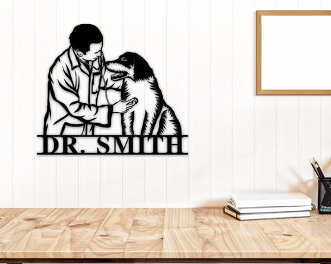 Veterinarian Sign With Last Name, Personalized Vet Gift, Dog Lover Name Sign, Veterinarian Gift, Gift For Vet, Custom Metal Office Decor, Metal Laser Cut Metal Signs Custom Gift Ideas