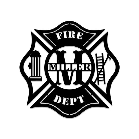 Personalized Name Fire Dept Firefighter Metal Wall Decor, Gift For Fireman, Metal Laser Cut Metal Signs Custom Gift Ideas