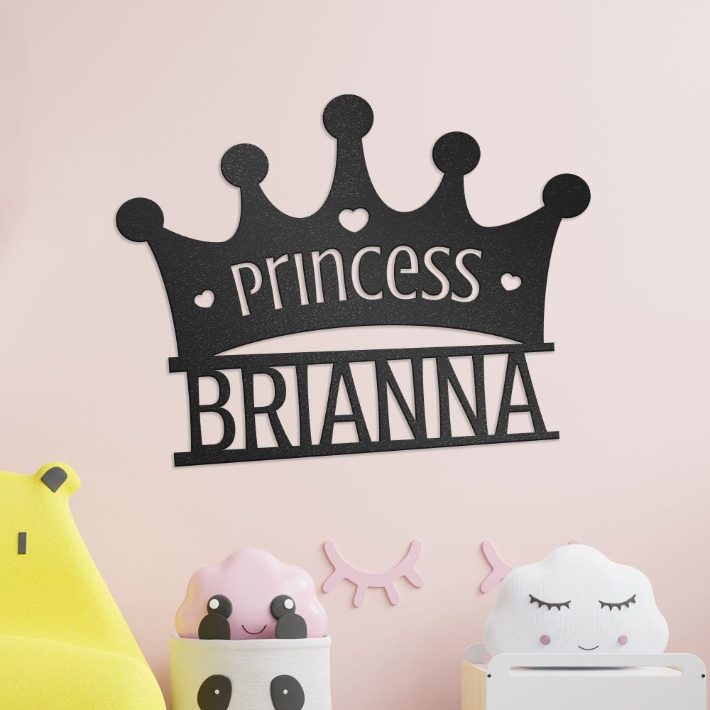 Personalized Princess Crown Metal Wall Art, Sign For Daughter, Royal Themed, Kid Room Decor, Gift For Your Princess, Custom Name, Wall Signs, Laser Cut Metal Signs Custom Gift Ideas