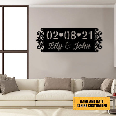 Personalized Name Valentines Day Metal Sign, Custom Home Decor Gift For Him, Her, Couple, Metal Laser Cut Metal Signs Custom Gift Ideas