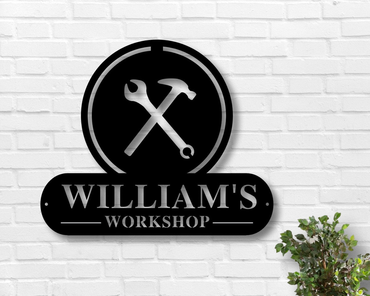 Black Friday Sale, Fathers Day Gift Personalized Workshop Sign Personalized Fathers Day Gift Personalized Metal Sign Custom Name S, Laser Cut Metal Signs Custom Gift Ideas