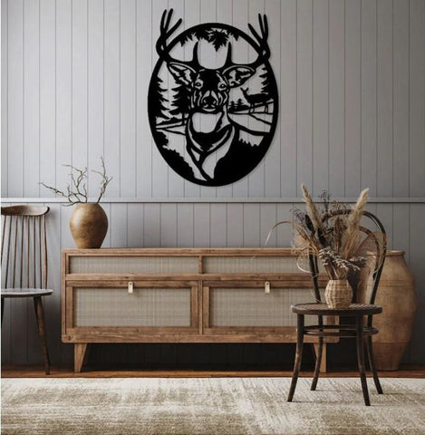Deer Forest Metal Sign, Metal Wall Art, Home Decor, Metal Laser Cut Metal Signs Custom Gift Ideas