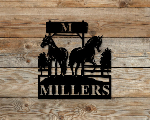 Horse Last Name Sign, Last Name Metal Sign, Horse Lover Gift, Horse Wall Decor, Horse Metal Sign, Metal Horse Sign, Personalized Family Name, Laser Cut Metal Signs Custom Gift Ideas