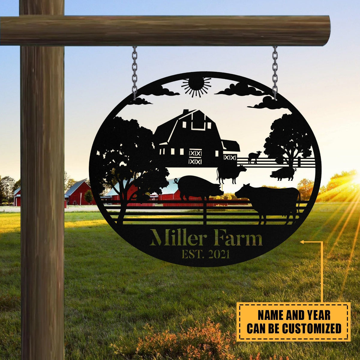 Personalized Metal Farm Sign Barn Cow Pig Monogram, Metal Laser Cut Metal Signs Custom Gift Ideas