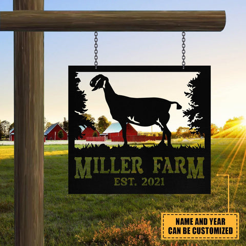 Personalized Metal Farm Sign Anglo Nubian Goat Monogram, Metal Laser Cut Metal Signs Custom Gift Ideas