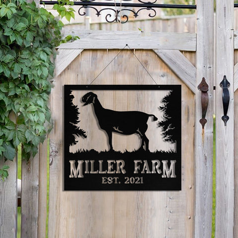 Personalized Metal Farm Sign Anglo Nubian Goat Monogram, Metal Laser Cut Metal Signs Custom Gift Ideas