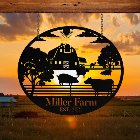 Personalized Metal Farm Sign Barn Cow Pig Monogram, Metal Laser Cut Metal Signs Custom Gift Ideas