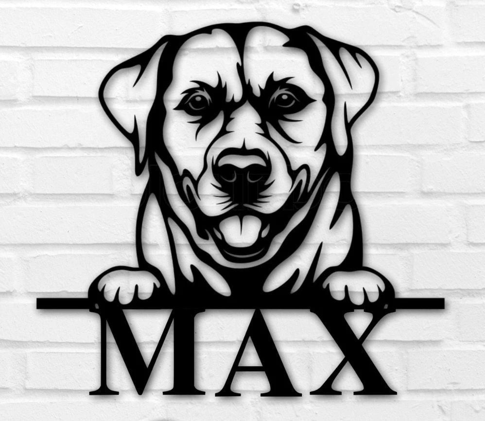 Aeticon PrintPrint Custom Labrador Retriever Dog Metal Sign, Personalized Dog Name Sign, Dog Metal Wall Art, Custom Dog Decor, Dog Address Sign, Pet Name Sign, Dog House Sign Laser Cut Metal Signs Custom Gift Ideas