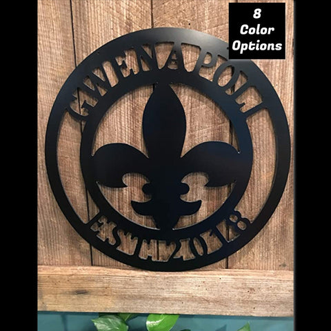 Aeticon PrintPrint Fleur De Lis Personalized Family Name Decor, Established Date Gift Garden & Yard Sign customized Fleur De Lis Home Wall Decor Laser Cut Metal Signs Custom Gift Ideas