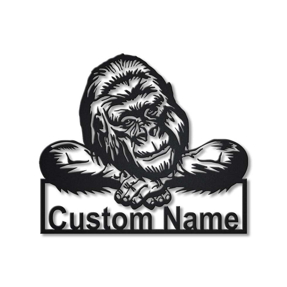 Personalized Gorilla Metal Sign Art, Custom Gorilla Metal Sign, Animal Funny, Pets Gift, Birthday Gift, Laser Cut Metal Signs Custom Gift Ideas