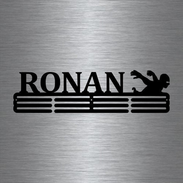 Swimming Custom Name Medal Hanger Holder Display Rack 3 Rung, Cut Metal Sign, Metal Wall Art, Laser Cut Metal Signs Custom Gift Ideas
