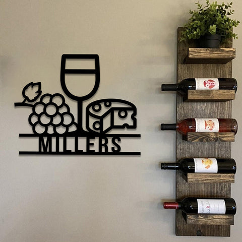 Grape Cheese Wine Metal Bar Sign, Custom Pub, Tap, Lounge, Caf? Wall Decor, Wedding, Anniversary Art Gift For Him/her, Metal Laser Cut Metal Signs Custom Gift Ideas