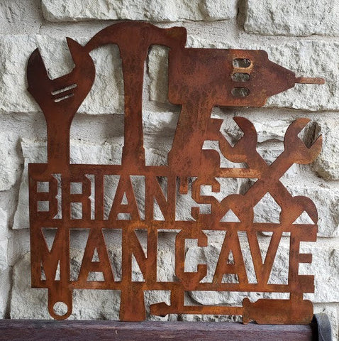 Aeticon PrintPrint Personalized Mancave Sign, Metal Sign, Garage Sign, Rustic Sign, Shop Sign, My Tools , Metal Art, Wall Decor, Mechanical Sign, Workshop Sign Laser Cut Metal Signs Custom Gift Ideas