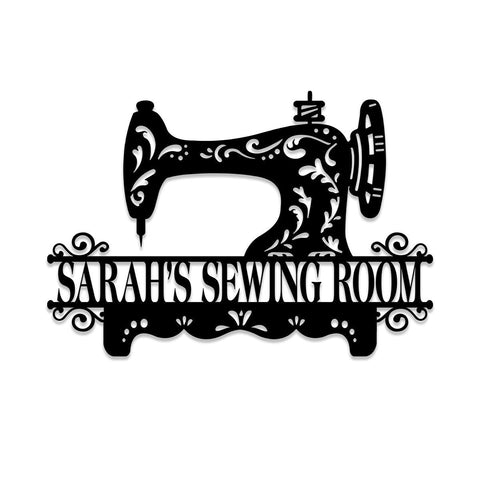 Sewing Machine Metal Sign, Custom Quilting, Seamstress Room Metal Wall Decor, Metal Laser Cut Metal Signs Custom Gift Ideas