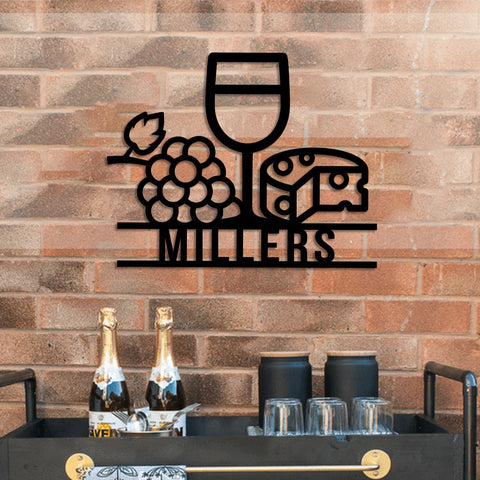 Grape Cheese Wine Metal Bar Sign, Custom Pub, Tap, Lounge, Caf? Wall Decor, Wedding, Anniversary Art Gift For Him/her, Metal Laser Cut Metal Signs Custom Gift Ideas