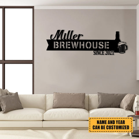 Personalized Beer Brewhouse Metal Bar Sign, Custom Pub, Tap, Lounge, Caf?, Home Wall Decor, Metal Laser Cut Metal Signs Custom Gift Ideas