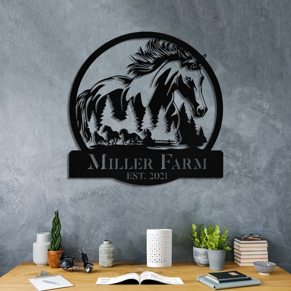 Personalized Metal Horse Sign Monogram, Custom Outdoor Farm, Metal Laser Cut Metal Signs Custom Gift Ideas