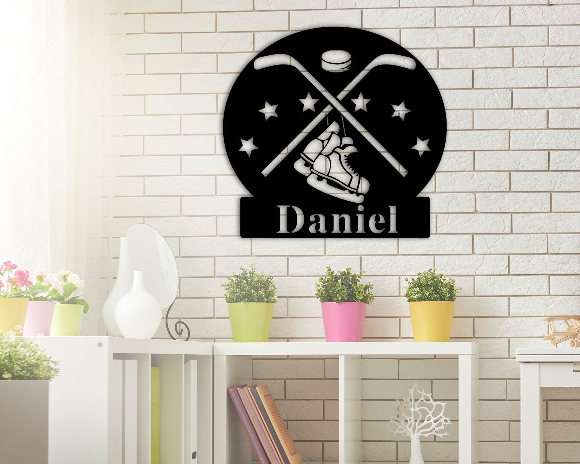 Hockey Metal Wall Art, Metal Hockey Decor, Hockey Sign, Hockey Name Sign, Sports Name Sign, Metal Art, Personalized Metal Nursery Decor Gift, Metal Laser Cut Metal Signs Custom Gift Ideas