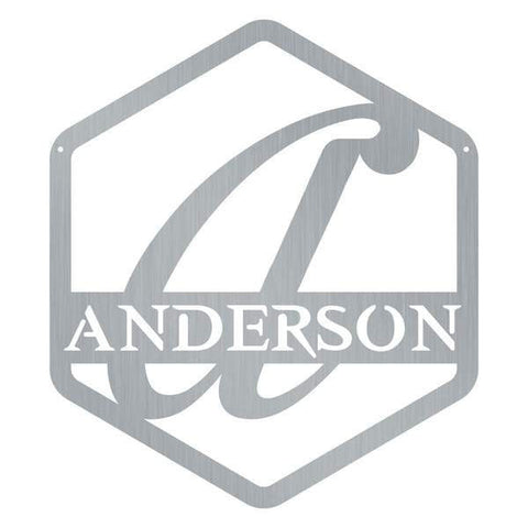 Hexagon Monogram Customized Metal Signs, Custom Metal Sign, Custom Signs, Metal Sign, Metal Laser Cut Metal Signs Custom Gift Ideas