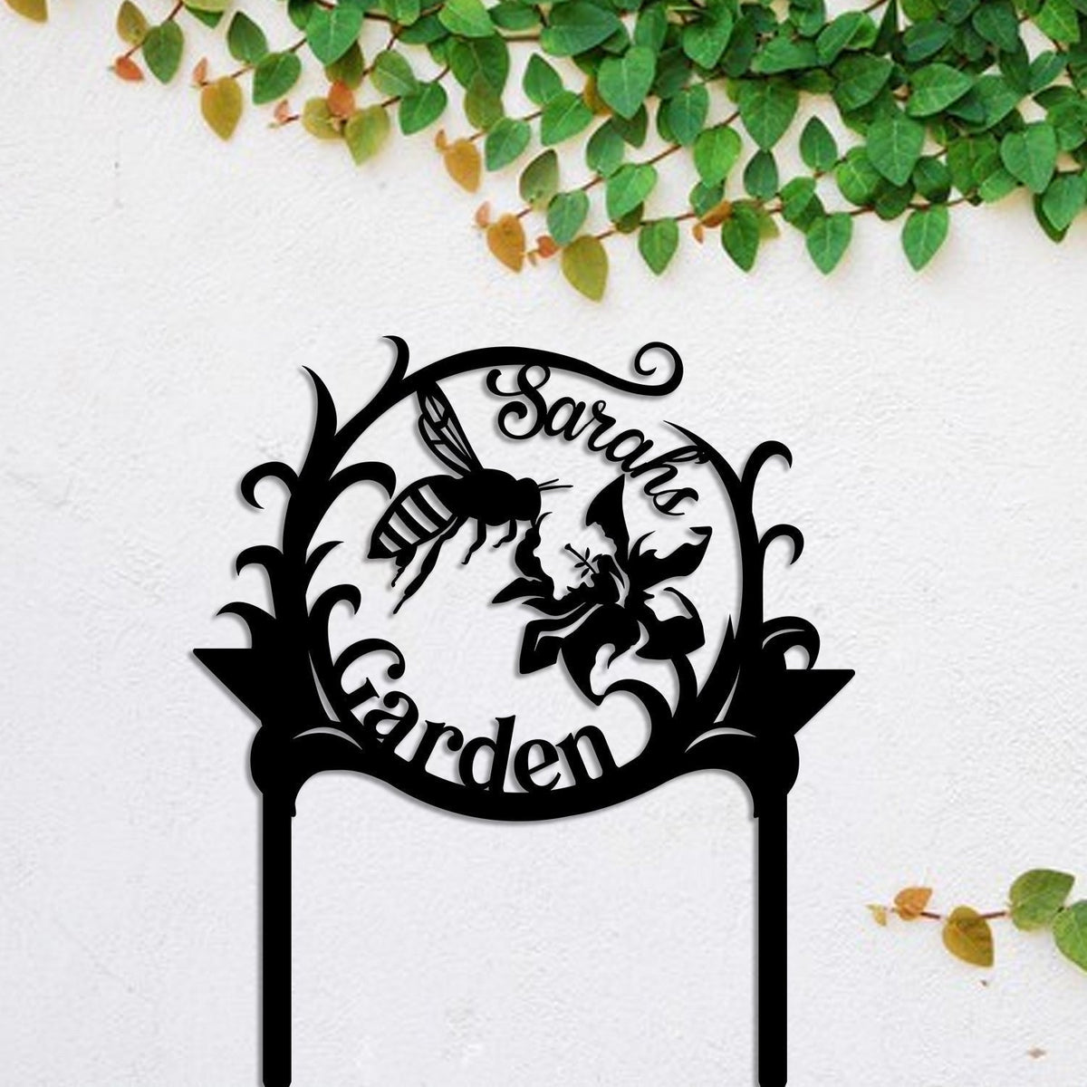 Bee Metal Garden Sign, Custom Garden Stake, Decor, Wedding, Anniversary Art Gift For Gardening Lovers, Metal Laser Cut Metal Signs Custom Gift Ideas