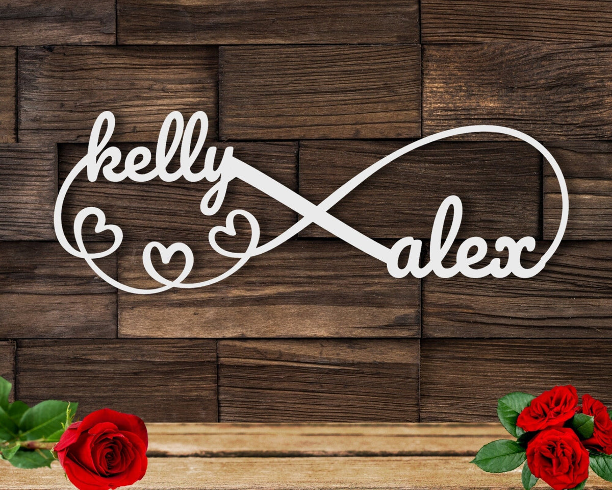 Metal Infinity Name Sign, Infinity Sign With Hearts, Personalized Infinity Sign, Custom Infinity Metal Sign, Infinity Sign Containing Names, Laser Cut Metal Signs Custom Gift Ideas