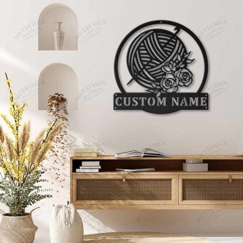 Personalized Crochet Monogram Metal Wall Decor Vii, Cut Metal Sign, Metal Wall Art, Metal House Sign, Metal Laser Cut Metal Signs Custom Gift Ideas