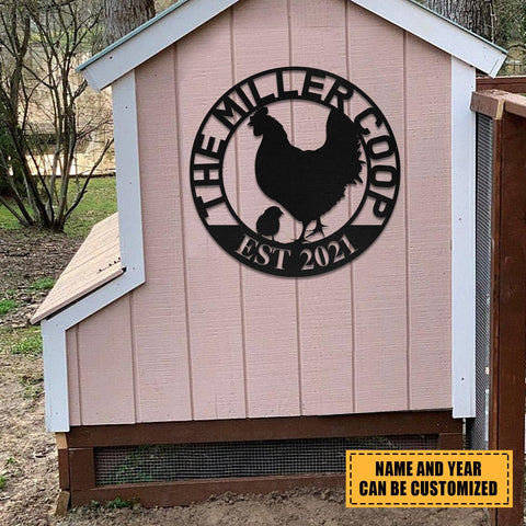 Personalized Hen Chick Chicken Metal Farm Coop Sign, Metal Laser Cut Metal Signs Custom Gift Ideas