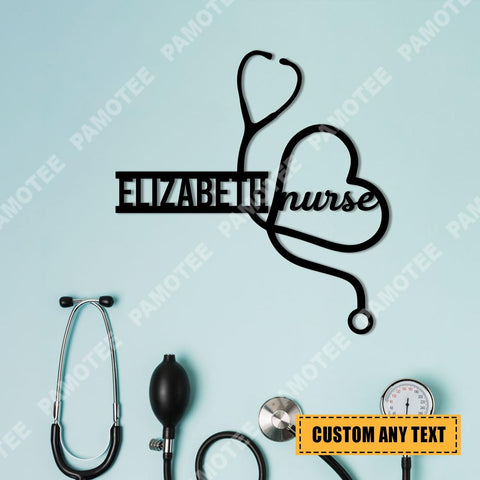 Personalized Name Stethoscope Metal Art, Registered Nurse Home Decor, Metal Laser Cut Metal Signs Custom Gift Ideas