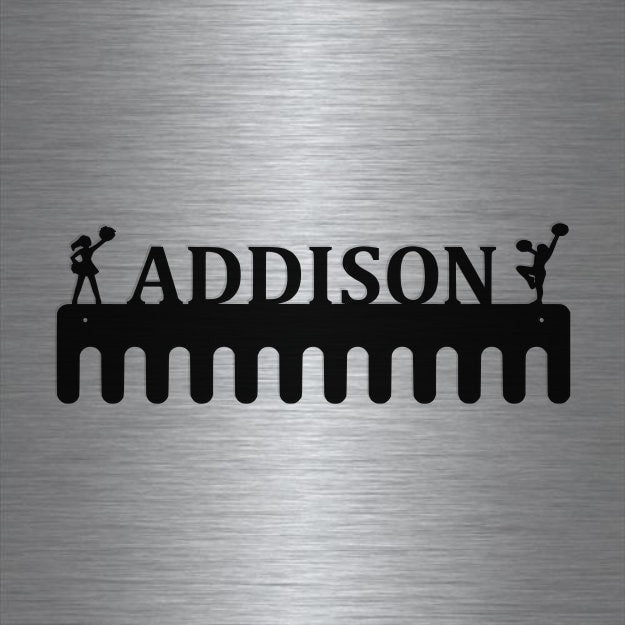 Cheerleader Custom Name Medal Hanger Holder Display Rack 12 Hooks, Cut Metal Sign, Metal Wall Art, Laser Cut Metal Signs Custom Gift Ideas