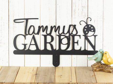 Personalized Sign, Custom Garden, Metal Sign, Gift For Her, Name Sign, Custom, Gift, Garden Name Sign, Garden Decor, Ladybug, Laser Cut Metal Signs Custom Gift Ideas