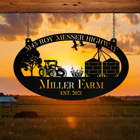 Personalized Metal Farm Sign Grain Bin Tractor, Custom Outdoor Front Gate, Wall Decor Art Gift, Metal Laser Cut Metal Signs Custom Gift Ideas