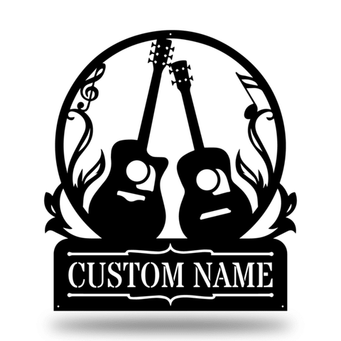 Guitars Monogram Customized Metal Signs, Custom Metal Sign, Custom Signs, Metal Sign, Metal Laser Cut Metal Signs Custom Gift Ideas