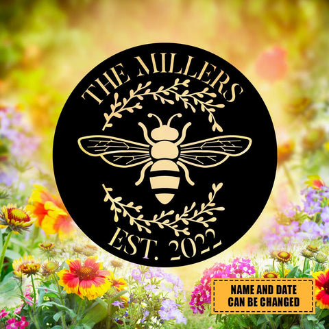 Personalized Name Bee Metal Sign, Porch Steel Art, Mother's Day Gift, Metal Laser Cut Metal Signs Custom Gift Ideas