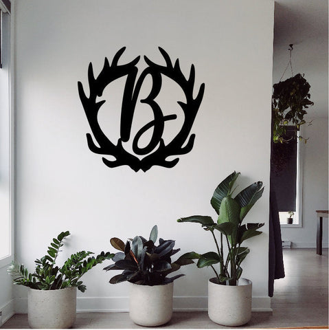 Personalized Initial Antler Sign, Metal Wall Decor, Initial Name Sign, Home Decor, Personalized Antler Decor, Metal Wall Art, Laser Cut Metal Signs Custom Gift Ideas