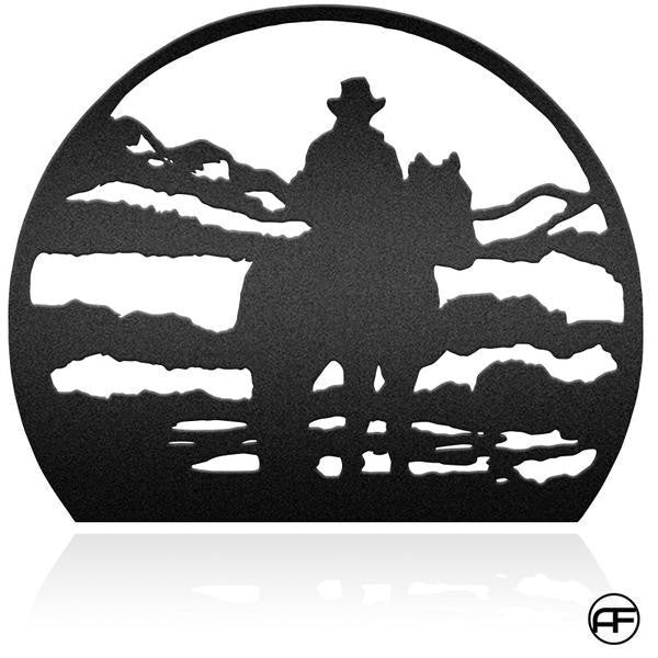 Cowboy Horse Scene Personalized Horse Metal Sign, Horseshoe Art, Western Decor, Initial Metal Sign, Housewarming Gift, Farmhouse Decor Afculture Metal Wall Art, Metal Laser Cut Metal Signs Custom Gift Ideas