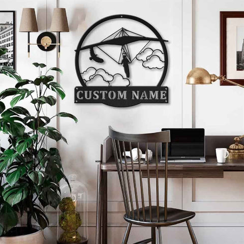 Personalized Hang Gliding Sport Monogram Metal Sign Art, Custom Hang Gliding Sport Metal Sign, Hobbie Gifts, Sport Gift, Birthday Gift, Laser Cut Metal Signs Custom Gift Ideas