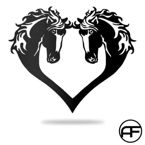 Horse Couple Heart Love Personalized Horse Metal Sign, Horseshoe Art, Western Decor, Initial Metal Sign, Housewarming Gift, Farmhouse Decor Afculture Metal Wall Art, Metal Laser Cut Metal Signs Custom Gift Ideas