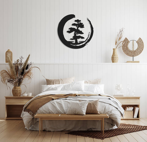 Bonsai Tree Metal Wall Decor, Metal Wall Art, Enso Circle, Tree Of Life Metal Wall Art, Housewarming Gift, Living Room Decor, Metal Laser Cut Metal Signs Custom Gift Ideas