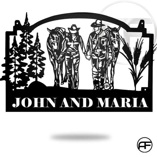 Horse Sign Couple Custom Name Custom Metal Sign, Horse Sign Afcultures Metal Wall Art Cut Metal Sign, Metal Laser Cut Metal Signs Custom Gift Ideas