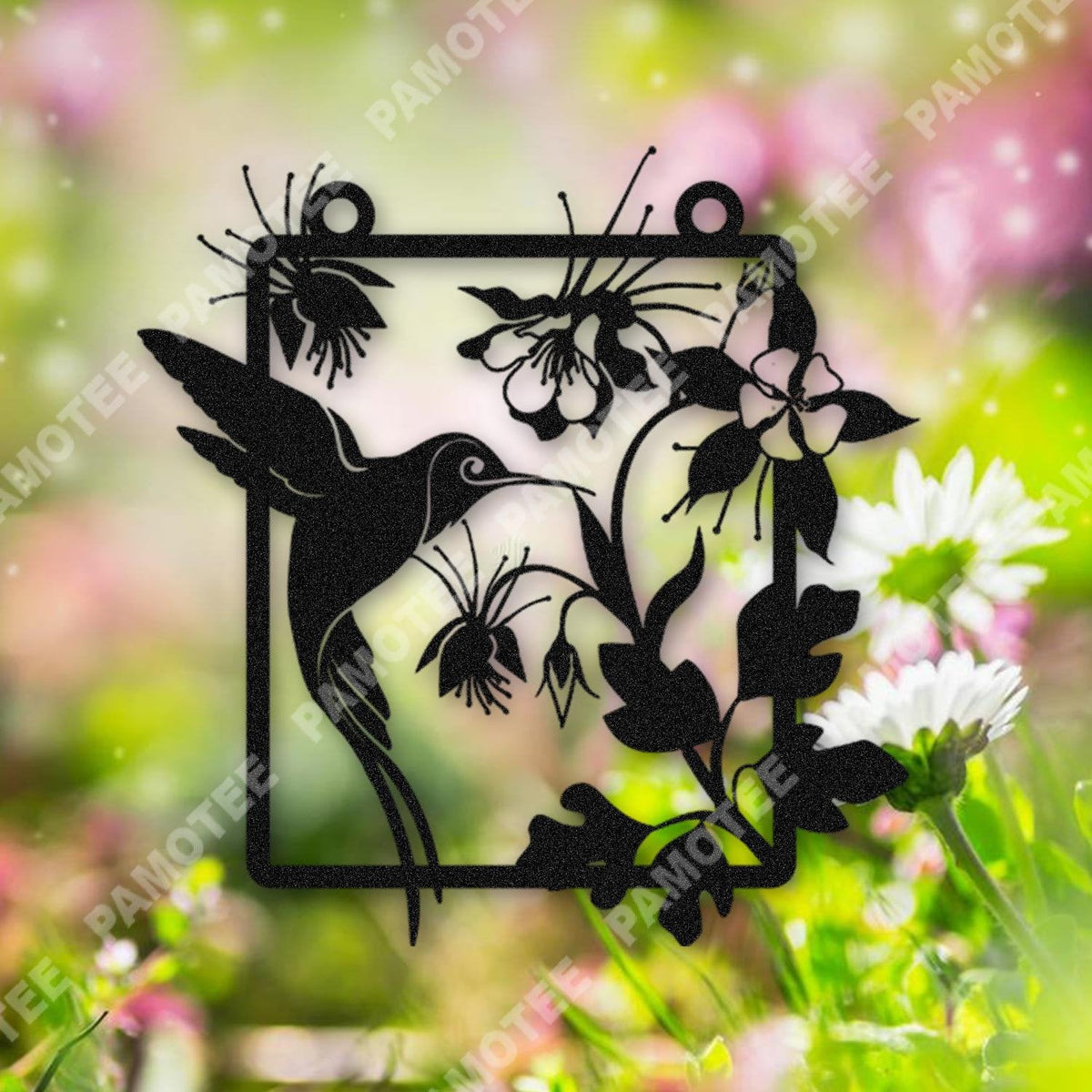 Hummingbird And Flowers Metal Garden Art, Metal Sign For Gardening Lovers, Metal Laser Cut Metal Signs Custom Gift Ideas