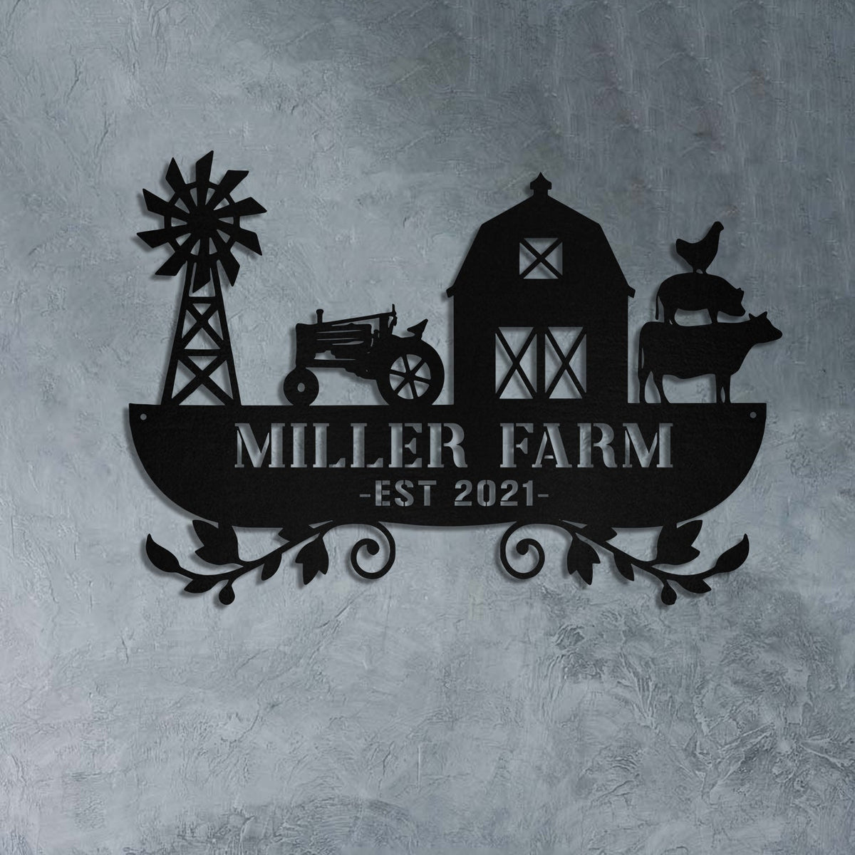 Personalized Metal Farm Sign Barn Cow Cattle Pig Rooster Chicken Monogram, Metal Laser Cut Metal Signs Custom Gift Ideas