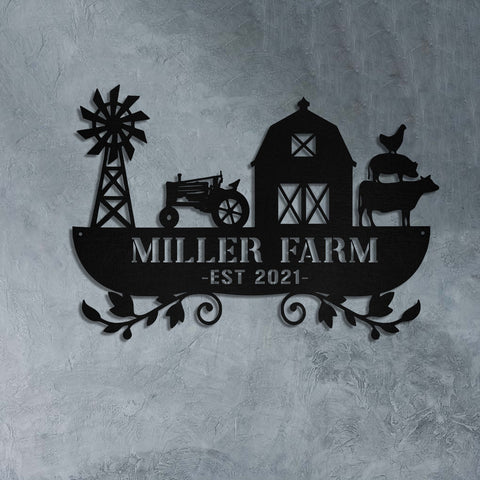 Personalized Metal Farm Sign Barn Cow Cattle Pig Rooster Chicken Monogram, Metal Laser Cut Metal Signs Custom Gift Ideas