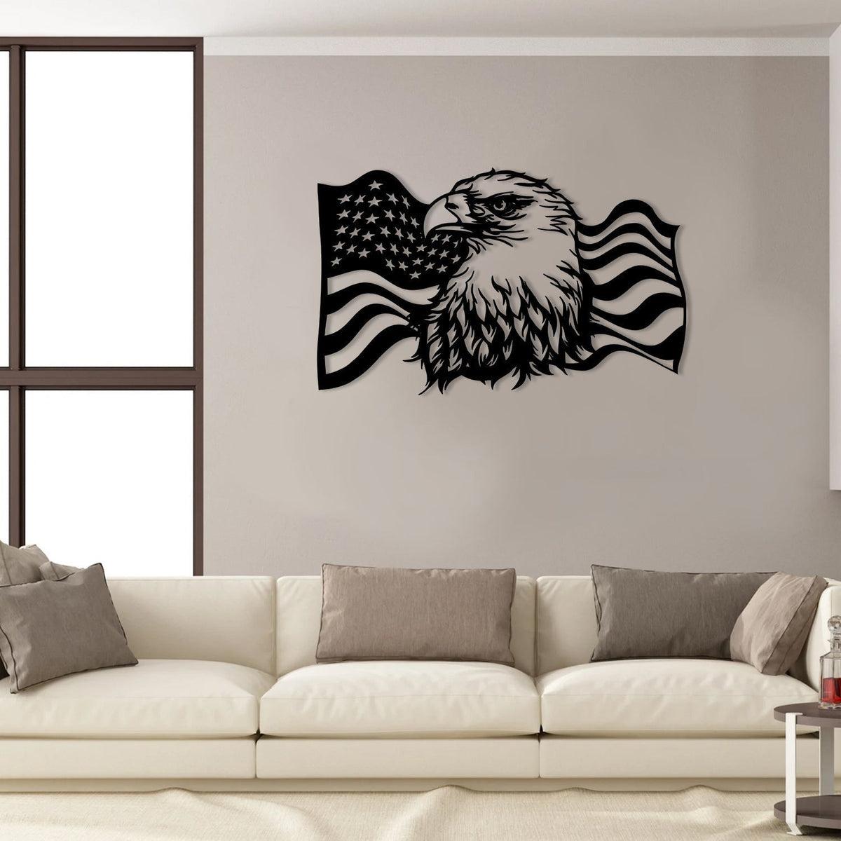Bald Eagle American Flag Veteran Metal Sign, Wall Decor, Metal Laser Cut Metal Signs Custom Gift Ideas