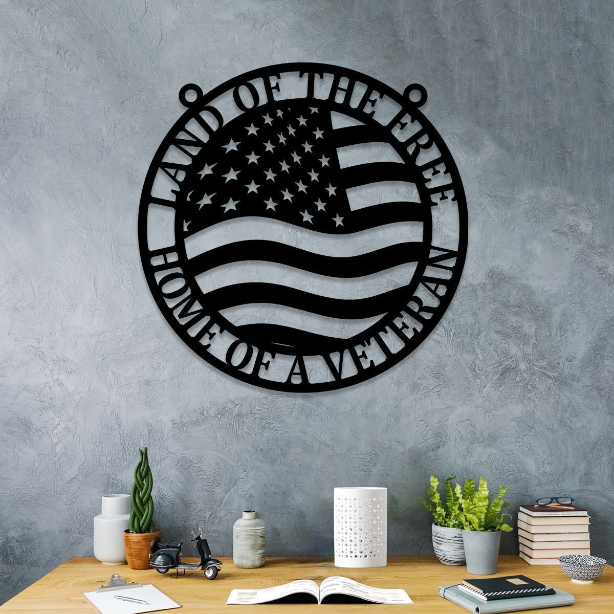 Personalized Land Of The Free Home Of A Veteran Metal Sign, Custom Military Metal Art, Wall Decor, Metal Laser Cut Metal Signs Custom Gift Ideas