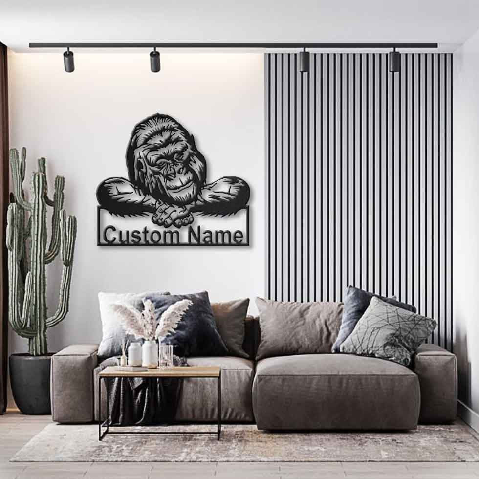 Personalized Gorilla Metal Sign Art, Custom Gorilla Metal Sign, Animal Funny, Pets Gift, Birthday Gift, Laser Cut Metal Signs Custom Gift Ideas